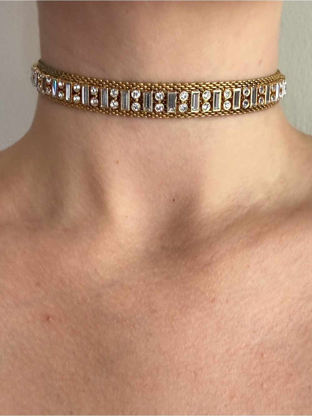 Miriam Haskell Gold Crystal-Embellished Choker Necklace